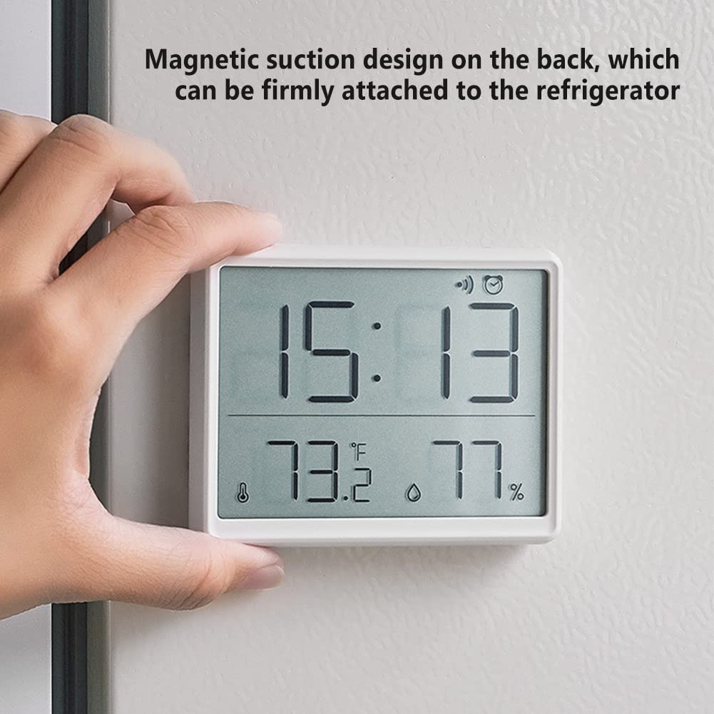 Réveil numérique LED Garvee avec aimant, affichage de la température et minuteur pour chambre et bureau, blanc, plastique