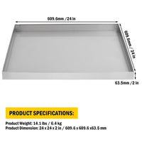 Bac de récupération pour lave-linge Garvee 61 x 61 cm (24 x 24 pouces) – Acier inoxydable 304, trou de vidange, adaptateur pour tuyau d'arrosage, pieds anti-vibrations, compact et robuste