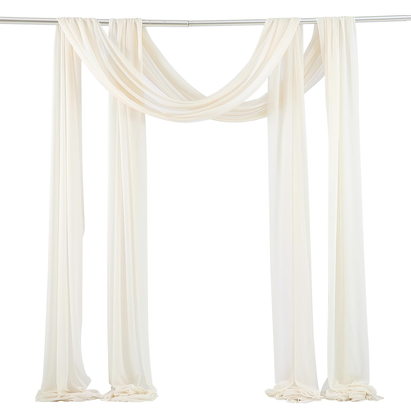 Rideau de tulle d'extérieur Garvee pour arche de mariage, tissu gaze 60 x 550 cm, blanc ivoire, matière douce