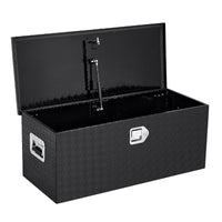 Garvee Coffre à outils étanche 76 × 38 × 38 cm en aluminium avec couvercle à vérins à gaz pour utilitaires et remorques, noir