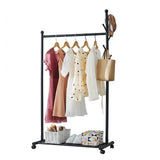 Garvee Portant à vêtements en métal avec roulettes, capacité de charge de 54 kg, roulettes pivotantes à 360°, métal durable, crochets pour chambre et salon, 105 × 43 × 170 cm, noir - Noir 105cm