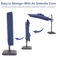 Garvee Parasol 3 × 3 m bleu marine, toile 240 g/m², bras articulé en aluminium avec rotation 360°, pour balcon, terrasse et piscine
