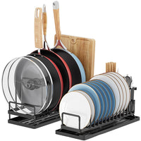 Égouttoirs à vaisselle multifonctionnels Garvee en acier au carbone (lot de 2) - Gain de place et réglables - Acier inoxydable - Pour évier de cuisine - Noir