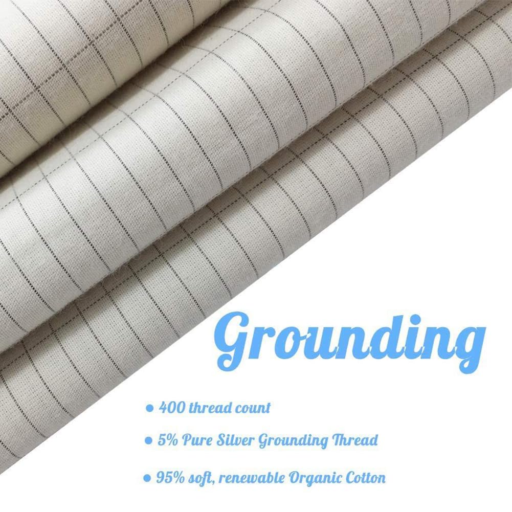 Drap Garvee Aardings avec fibres d'argent, conducteur, 95 % coton, matière douce, 153 x 203 cm, pour un meilleur sommeil