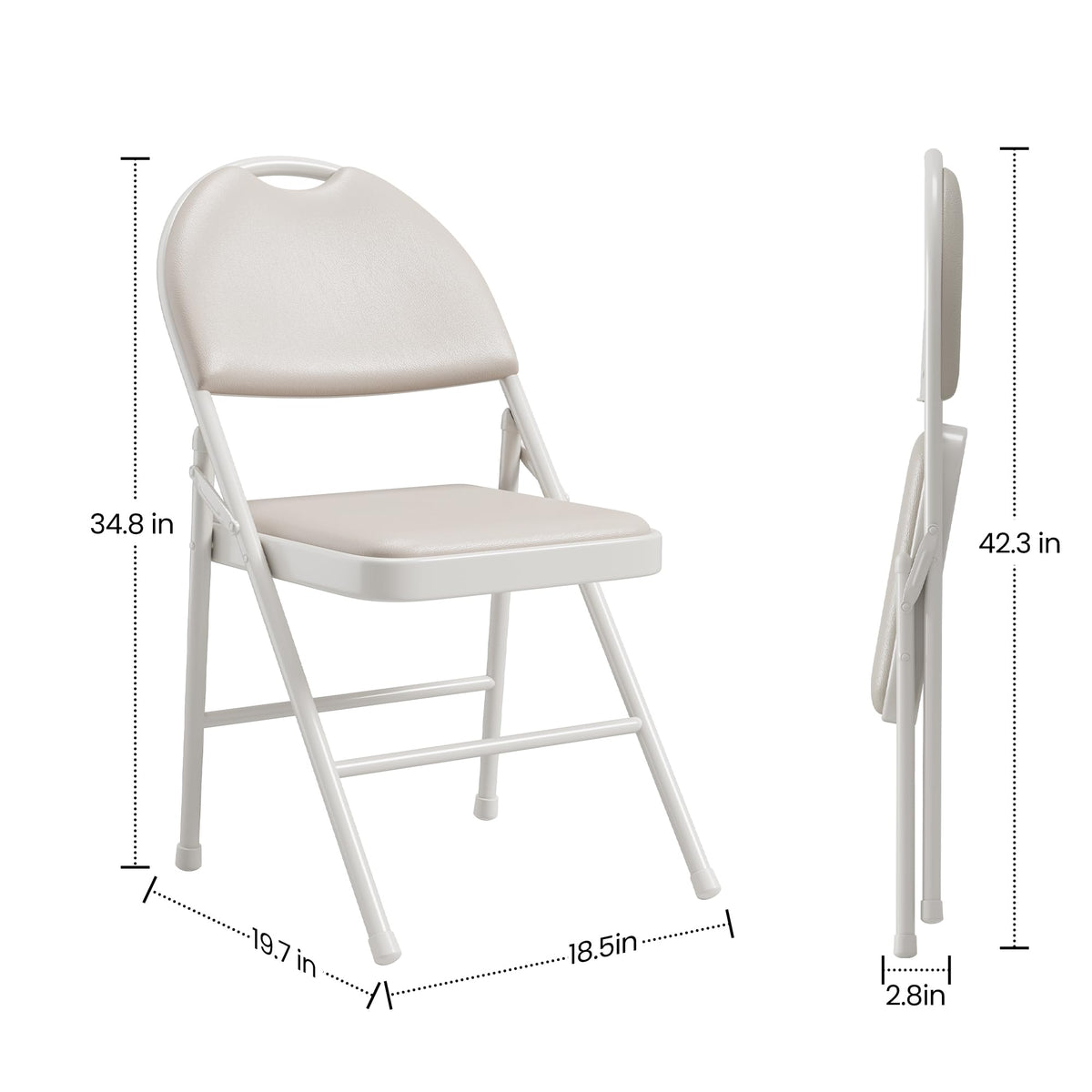 Ensemble de 4 chaises pliantes Garvee avec assise rembourrée en PU, pieds en métal, patins antidérapants, beige, empilables et ergonomiques, idéales pour le bureau et les événements.