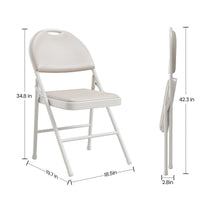 Ensemble de 4 chaises pliantes Garvee avec assise rembourrée en PU, pieds en métal, patins antidérapants, beige, empilables et ergonomiques, idéales pour le bureau et les événements.