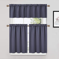 Cantonnières occultantes Garvee, lot de 2, pour fenêtres (salon, cuisine, chambre), isolation thermique, 66 x 61 cm, gris foncé