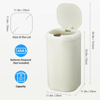 Poubelle automatique Garvee de 30 litres avec capteur sans contact, en acier inoxydable, pour la cuisine et le bureau, ronde et silencieuse.