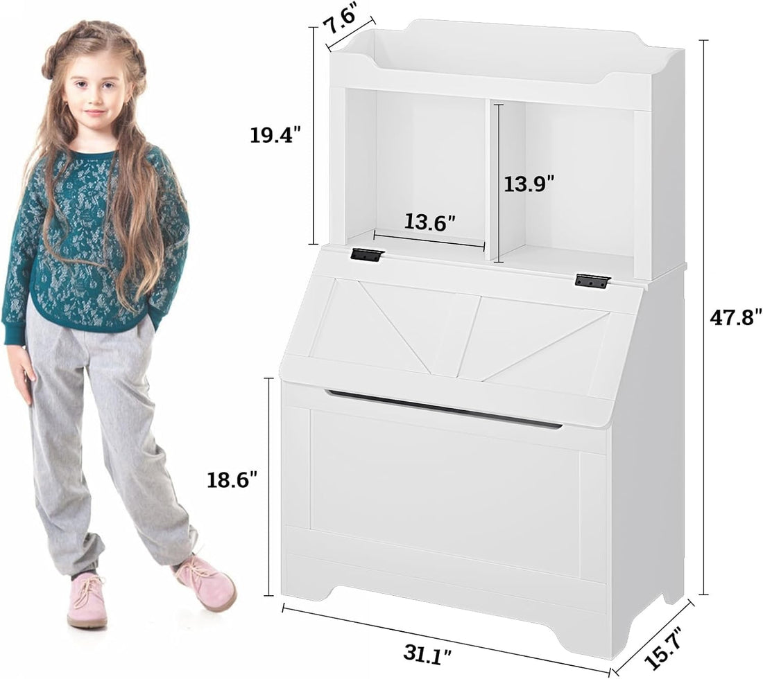 Garvee bibliothèque pour enfants avec rangement pour jouets, 2 niveaux, en bois, robuste, résistante aux rayures et à l'eau, pour salles de jeux et chambres d'enfants