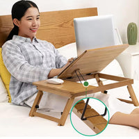 Plateau pour ordinateur portable Garvee en bambou, réglable en angle et en hauteur, pliable, écologique, pour lit et canapé, léger et polyvalent.