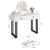 Garvee Coiffeuse avec miroir et éclairage LED 3 couleurs, luminosité réglable, 2 tiroirs, plateau en MDF blanc, design moderne, chambre