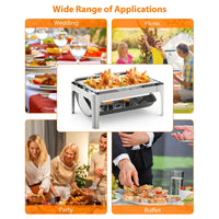 Chafing dish Garvee 9 Qt à couvercle roulant avec fenêtre en verre, chauffe-plats en acier inoxydable pour buffets et traiteurs, maintient les aliments au chaud ou au froid.