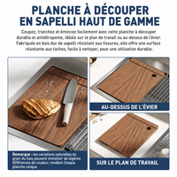 Garvee Évier de Cuisine Encastrable 1 Bac Profond en Acier Inoxydable 304, Robinet Ressort Extractible et Kit de Vidange, 75 x 46 x 23 cm