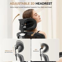 Chaise de bureau ergonomique Garvee en maille avec appui-tête réglable, idéale pour le bureau et le gaming. Dossier haut, base en métal robuste, noire.