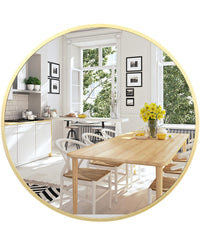 Miroir rond doré Garvee 20 pouces, verre HD, cadre en métal doré mat, sans distorsion, pour salle de bain et salon