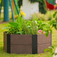 Kit de jardin surélevé hexagonal Garvee, aspect bois WPC, 6 panneaux, 30 cm de profondeur, modulaire et extensible pour balcon et jardin, ouvert, marron