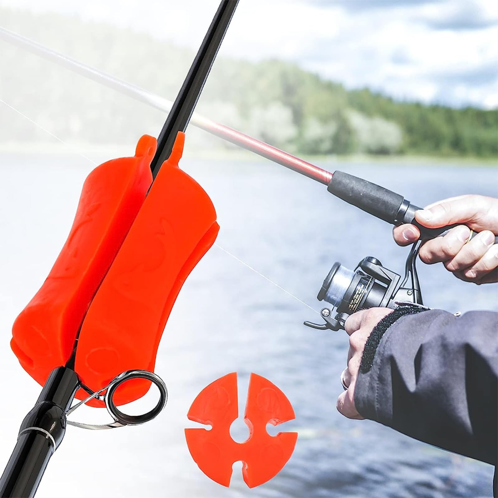 Garvee Lot de 8 sangles de canne à pêche extensibles en silicone à 4 trous, portables, pour accessoires de pêche en extérieur