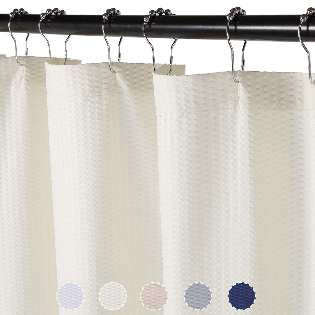 Rideau de douche Garvee en microfibre déperlante à motif gaufré, couleur crème, 183 x 183 cm (72 x 72 pouces), pour salle de bain et baignoire.