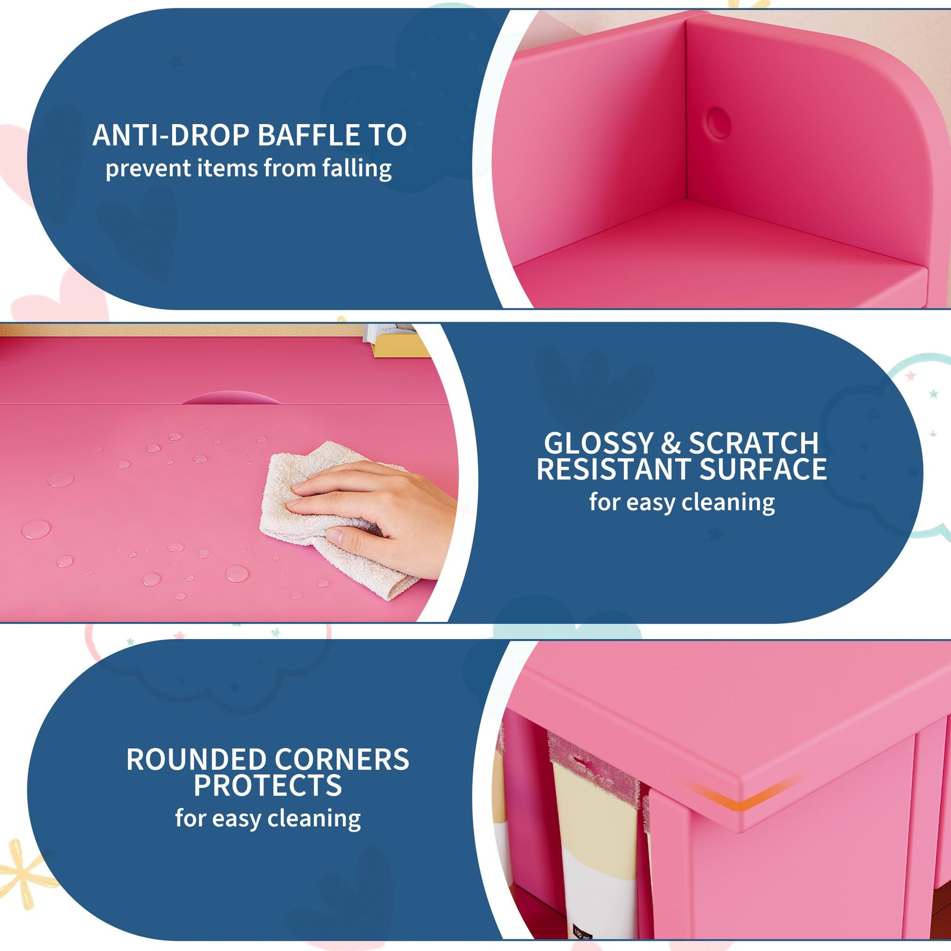 Garvee Bureau enfant ergonomique rose avec chaise, plateau inclinable et meuble de rangement, idéal pour étude, devoirs et activités créatives