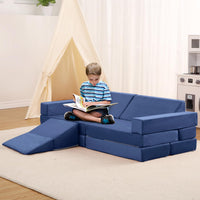 Garvee Canapé modulable enfant type Nugget, 12 pièces multifonctions, sûr et confortable, bleu marine, idéal pour salle de jeux et chambre d’enfant