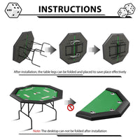 Table de poker octogonale Garvee pour 8 joueurs avec porte-gobelets en acier inoxydable, idéale pour les soirées en famille et les fêtes, 119 cm (47 pouces), verte.