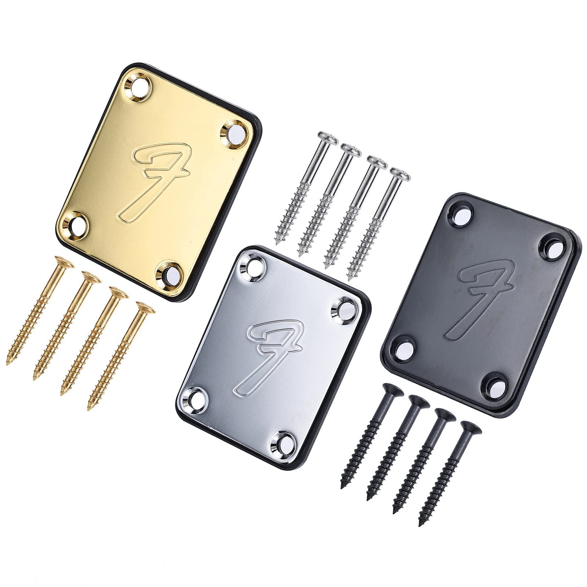Plaques de fixation pour manche de guitare électrique Garvee, style vintage argenté, pour guitares et basses, durables et universelles, pour la scène et le studio.
