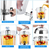 Garvee Distributeur de Boissons 16,7 L en Acier Inoxydable, avec Bac à Glaçons, Bac d’Égouttement et Support, Argenté, pour Fêtes et Mariages