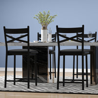 Ensemble de 4 tabourets de bar Garvee, 57 cm (22,4 pouces), dossier en forme de X, rembourrage épais, structure en métal, revêtement en cuir PU, marron-noir rustique pour la cuisine et la salle à manger