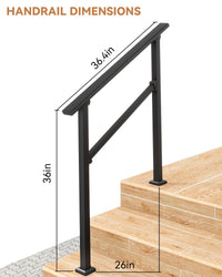 Garvee Rampe d’Escalier pour 3 Marches, Ajustable de 0° à 45°, Finition Noir Brillant, avec Kit de Sécurité pour Maison et Commerce