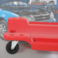 Chariot d'atelier Garvee 40" en plastique PEHD, capacité de charge de 159 kg, ergonomique, appui-tête rembourré, 6 roulettes pivotantes, profil bas, pour réparations automobiles, noir