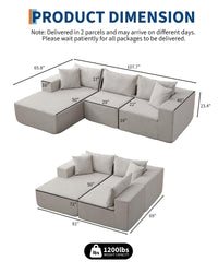 Canapé d'angle modulaire Garvee Cloud 108" avec méridienne, confort sans os, en forme de L, tissu polymère, canapé-lit, salon, confortable, polyvalent