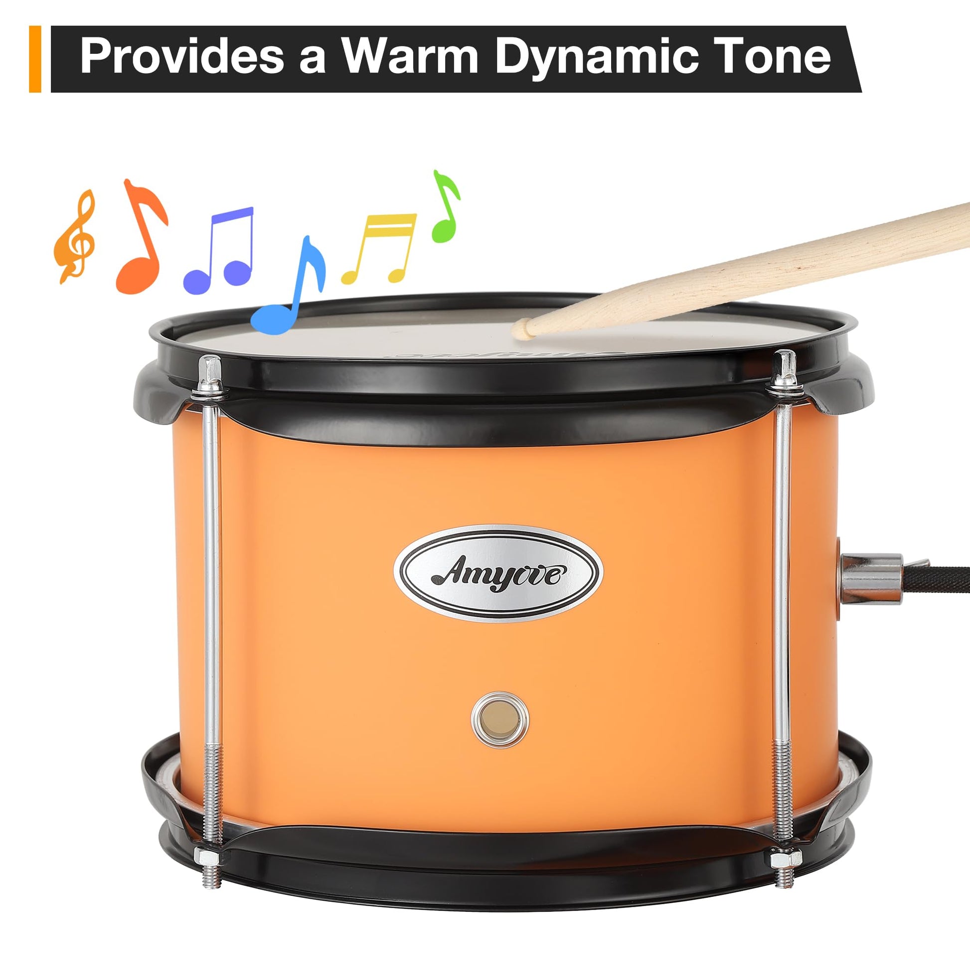 Batterie Garvee 3 pièces pour enfants avec cymbales et pédale de grosse caisse, pour garçons et filles, hauteur 74 cm, jaune