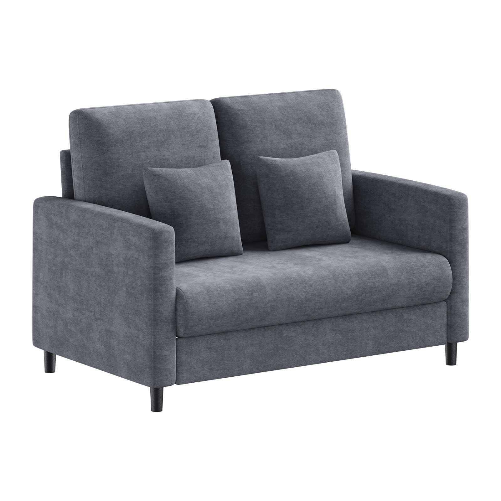 Canapé deux places Garvee 52 po avec ressorts ensachés de 7,5 po, dossier ergonomique, tissu Teddy, structure en bois robuste pour petits espaces, compact, salon, gris