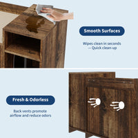 Bac à litière Garvee avec espace de rangement et porte de grange en bois rustique pour salon et chambre