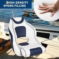Siège de bateau haut Garvee avec accoudoirs, coussin relevable pliable pour bateaux de pêche et pontons, ergonomique, résistant aux intempéries, charnières en aluminium, antirouille