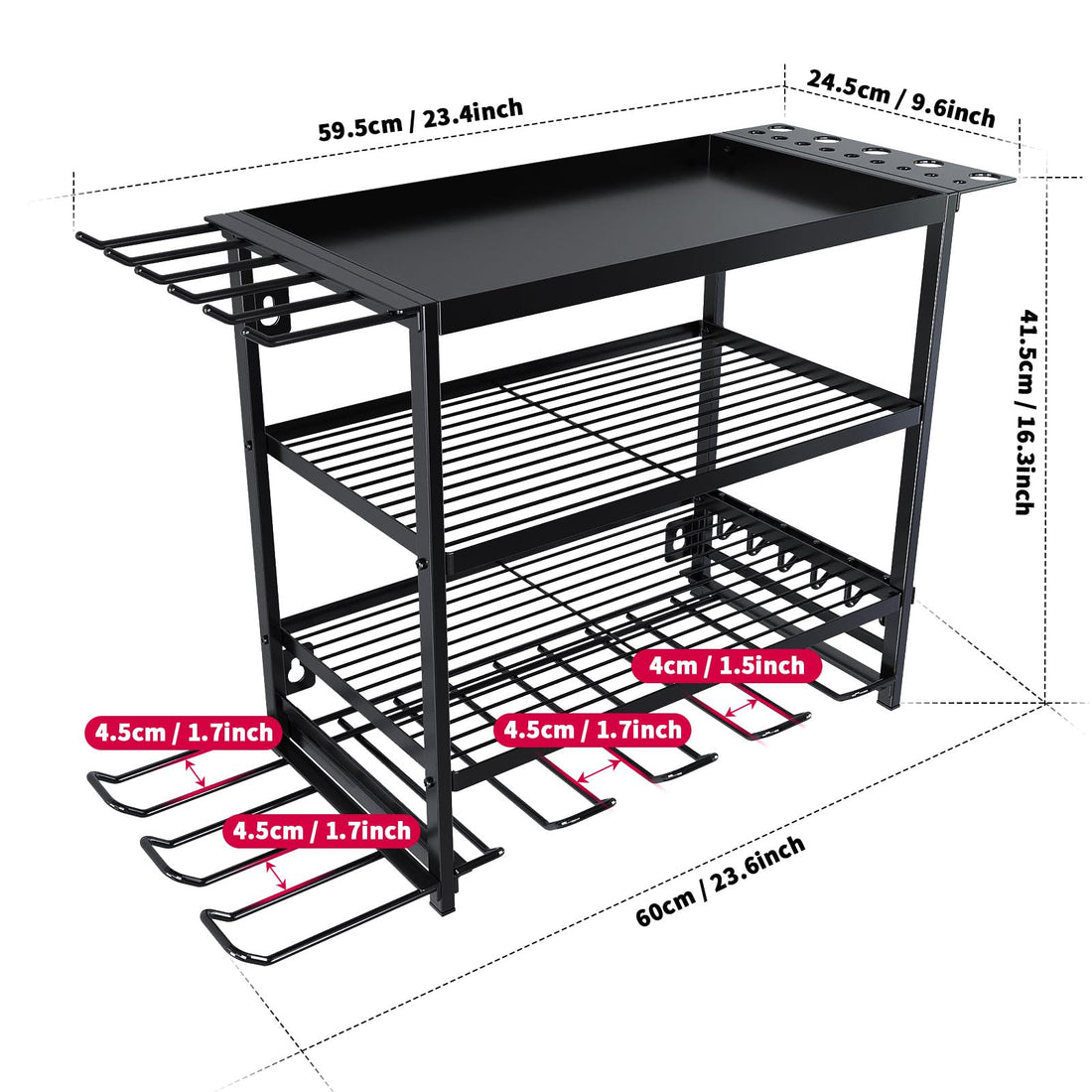 Organisateur d'outils électriques Garvee, support mural à 4 niveaux avec porte-perceuses, construction métallique robuste, gain de place, noir, pour atelier et garage