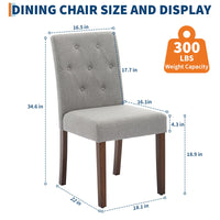 Garvee Ensemble de 2 chaises de salle à manger rembourrées, style Parsons moderne, revêtement en lin doux, pieds en bois robustes, soutien ergonomique