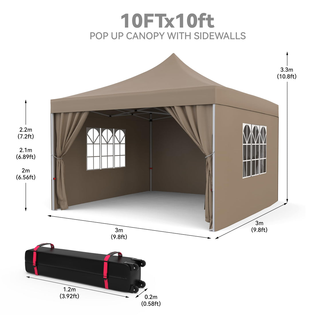 Pavillon pliant Garvee 3 x 3 m avec 4 panneaux latéraux, imperméable, protection UV, portable pour jardin et événements, bleu
