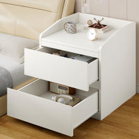 Garvee Table de chevet blanche, table de nuit pour sommier tapissier, commode de nuit à 2 tiroirs, montage facile, peut servir de table d'appoint, de table basse, de meuble de rangement ou de table basse pour la chambre ou le salon.