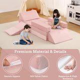 Garvee Canapé modulable enfant 12 pièces, convertible et polyvalent, mousse résistante, housse lavable, coloris teal et rose, idéal salle de jeux et chambre d’enfant - Rose