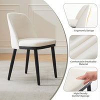 Ensemble de 2 chaises de salle à manger modernes Garvee, revêtement en lin, dossier incurvé, pieds en bois, beige, pour cuisine et salon