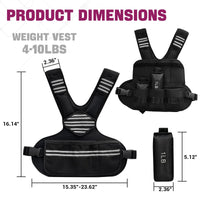 Gilet lesté ajustable Garvee pour femme, 2,7 à 9 kg, avec poids de sable en fer, bandes réfléchissantes, néoprène, ceinture ajustable pour le jogging et la musculation, noir confortable