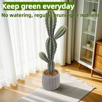 Cactus artificiel Garvee de 89 cm (35 pouces) réaliste en EVA, pot blanc, décoration intérieure et extérieure