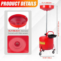 Réservoir de vidange d'huile portable Garvee de 8 gallons avec entonnoir réglable et roues pour atelier, acier, noir