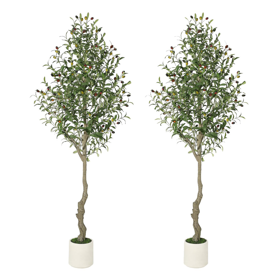 Garvee Olivier Artificiel 180 cm avec Pot Blanc, Style Méditerranéen pour Salon, Bureau et Balcon, Vert