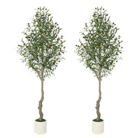Garvee Olivier Artificiel 180 cm avec Pot Blanc, Style Méditerranéen pour Salon, Bureau et Balcon, Vert