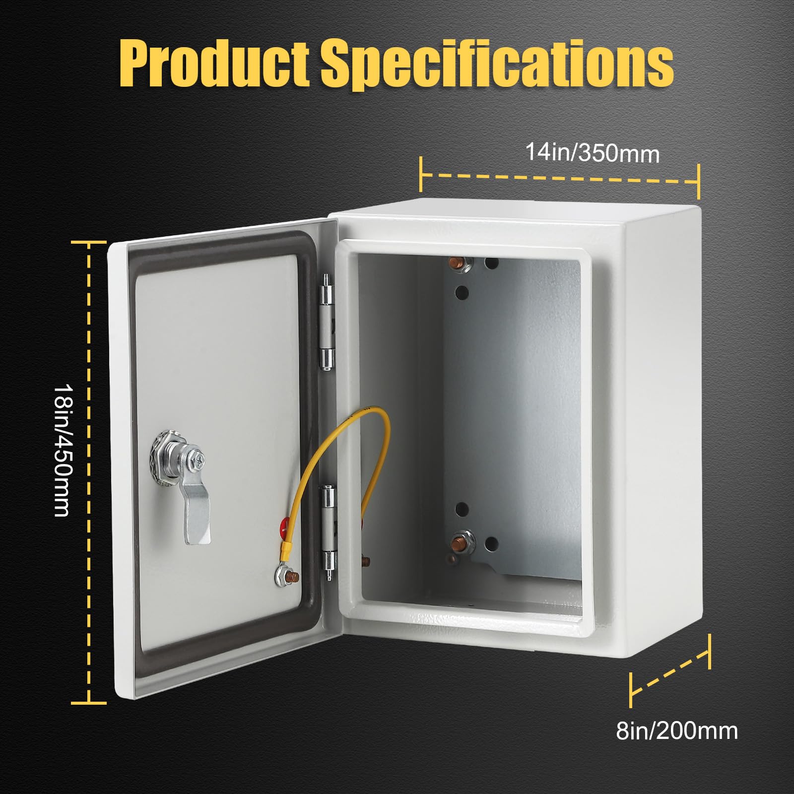 Boîtier en acier Garvee Nema 18 x 14 x 8 pouces, IP66, étanche à l'eau et à la poussière, en acier laminé à froid, protection anticorrosion, plaque de montage pour usage extérieur et intérieur.