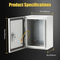 Boîtier en acier Garvee Nema 18 x 14 x 8 pouces, IP66, étanche à l'eau et à la poussière, en acier laminé à froid, protection anticorrosion, plaque de montage pour usage extérieur et intérieur.