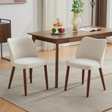 Garvee Ensemble de 2 chaises de salle à manger, en bois avec revêtement en lin et dossier à oreilles, pour la cuisine et la salle à manger - Lot de 2 & lin & blanc crème