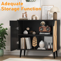 Buffet moderne autoportant Garvee avec portes, aspect bois, noyer noir, 80 cm (31,5 pouces), idéal pour salle à manger ou entrée.